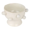 Storied Home 9 Inches Round Stoneware Planter With Orbs And Reactive Glaze, Holds 8 Inches Pot, Spec In White