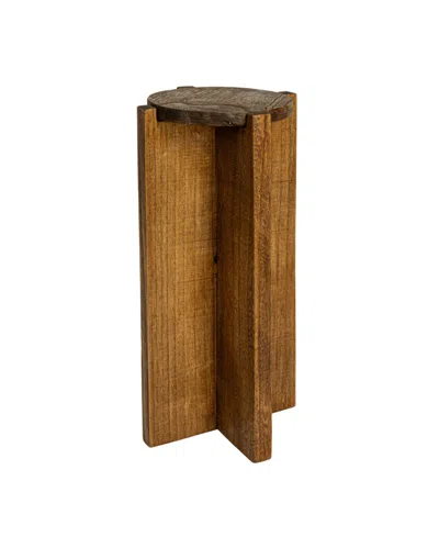 Storied Home 9" Paulownia Wood Round Accent Table In Brown