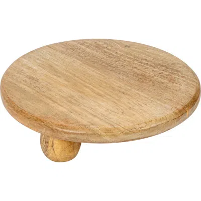 Storied Home 9.75 Inches Round Hand-carved Mango Wood Cake Pedestal, Natural In Brown