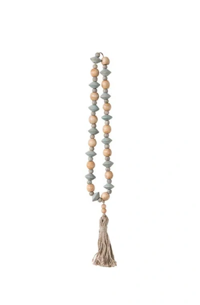 Storied Home Abaca Wood Bead Strand With Tassel In Blue