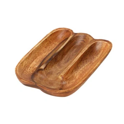 Storied Home Acacia Wood Divided Tray In Brown