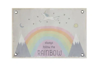 Storied Home "always Follow" Flax Wall Décor With Rainbow In Multi