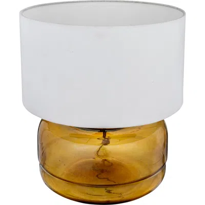 Storied Home Amber Glass Table Lamp With White Cotton Shade