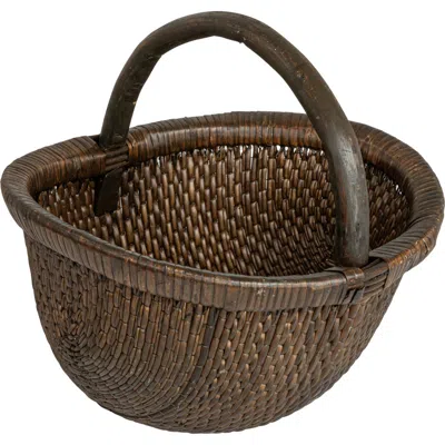 Storied Home Antique Finish Hand-woven Wicker Basket In Brown