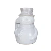 Storied Home Antique Snowman Shaped Stoneware Cookie Jar, White In White