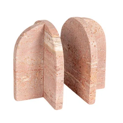 Storied Home Archways Travertine Bookends In Red