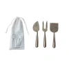 Storied Home Artisan Cheese Server Set On A Drawstring Bag In Gold
