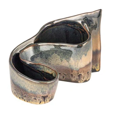 Storied Home Artisanal Dual-section Planter In Multi