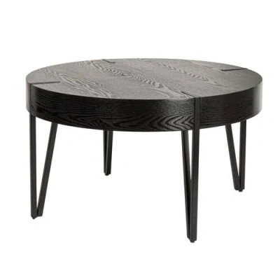 Storied Home Astoria Round Coffee Table With Hairpin Legs In Black