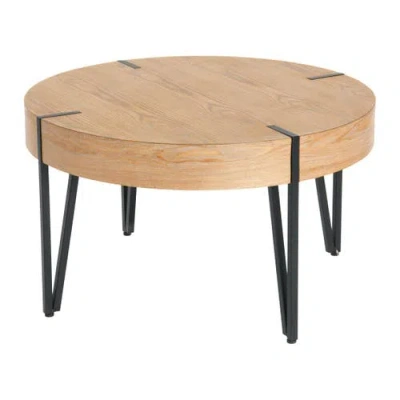 Storied Home Astoria Round Coffee Table With Hairpin Legs In Brown