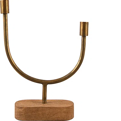Storied Home Asymmetrical Candle Holder In Gold