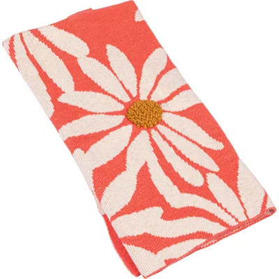 Storied Home Beautiful Cotton Knit Baby Blanket With Flower Prints In Pink