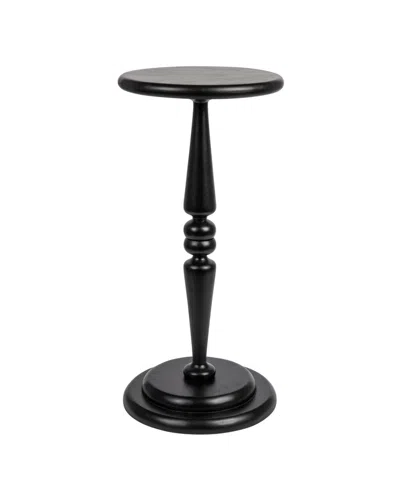 Storied Home Bishop Pedestal 12" Wood Cocktail Side Table In Black