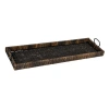 Storied Home Black Rattan & Wood Tray With Handles In Black