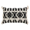 Storied Home Bloomingville Handwoven Cotton Kilim Lumbar Pillow Cover With Pattern And Fringe, Black In Multi