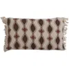 Storied Home Bloomingville Recycled Cotton Blend Printed Pillow With Pattern And Fringe, Multicolor In Neutral