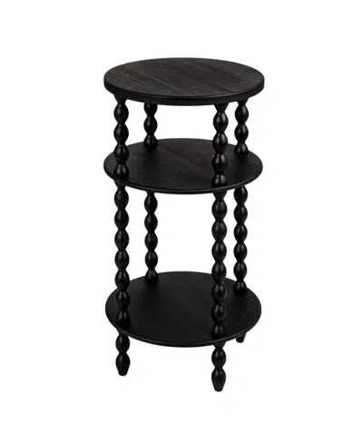 Storied Home Bobbin Leg 15" Wood Round Accent Table In Black