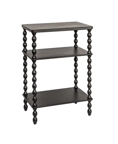 Storied Home Bobbin Leg 20" Wood Rectangle Accent Table In Black