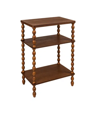 Storied Home Bobbin Leg 20" Wood Rectangle Accent Table In Brown