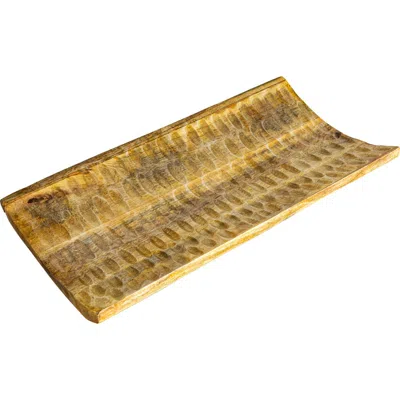 Storied Home Boho Hand Carved Curved Wood Tray In Brown