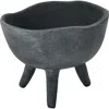 Storied Home Boho Terracotta Footed Bowl, Slate Grey In Black