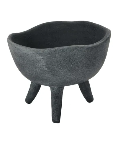 Storied Home Boho Terracotta Footed Planter In Black