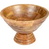 Storied Home Boho Wood Pedestal Serving Bowl, Light Brown Finish In Brown
