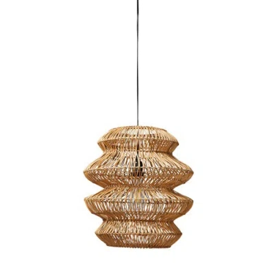 Storied Home Boho Woven Rattan Sculptural Pendant Light In Brown