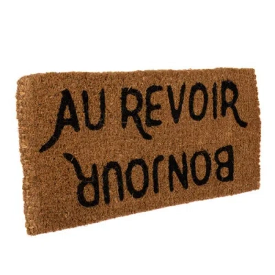 Storied Home "bonjour/au Revoir" Rectangle Coir Doormat In Brown