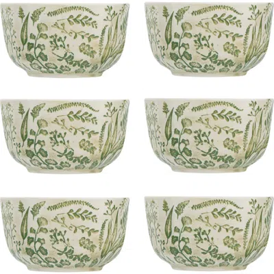 Storied Home Bowl With Hand-stamped & Embossed Pattern In Green