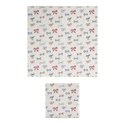 Storied Home Bows Pattern Square Paper Napkins, Multicolor In White