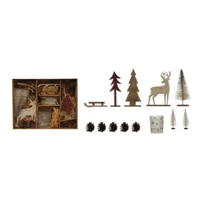 Storied Home Candle Garden Kit With Bottle Brush Tree, Tealight, Set Of 13 In Multi