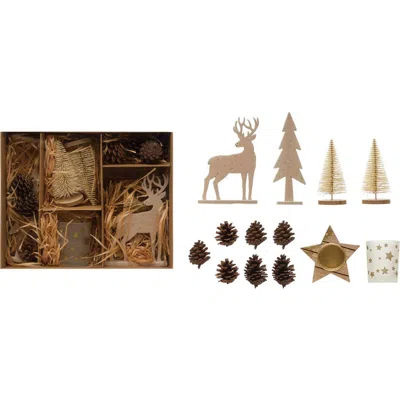 Storied Home Candle Garden Kit With Bottle Brush Trees, Tealights, Set Of 13 In Multi
