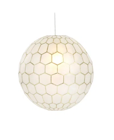 Storied Home Capiz Honeycomb Globe Pendant Light Capiz White Seashells In Gold
