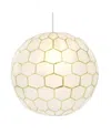 Storied Home Capiz Honeycomb Globe Pendant Light Capiz White Seashells With Antique In Gold