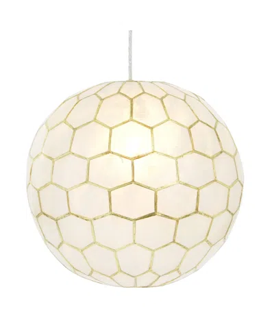 Storied Home Capiz Honeycomb Globe Pendant Light Capiz White Seashells With Antique In Gold