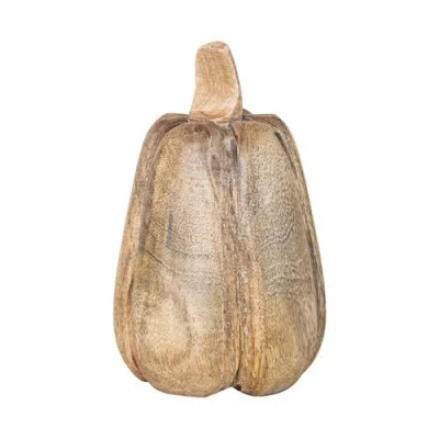 Storied Home Carved Mango Wood Pumpkin Figurine, Stained Finish In Brown