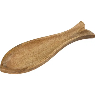 Storied Home Carved Wood Fish Shaped Plate In Brown