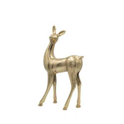 Storied Home Cast Aluminum Deer, Gold Finish