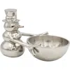 Storied Home Cast Aluminum Snowman Holding Bowl, Nickel Finish In Silver