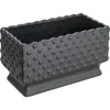 Storied Home Ceramic Hobnail Planter With Scalloped Edge And Polka Dots, Black In Black