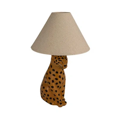 Storied Home Cheetah Table Lamp With Shade And Inline Switch In Yellow