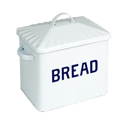 Storied Home Chic Farmhouse Enameled Bread Box In White