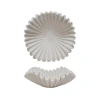 Storied Home Chic Ruffle Stone-finish Bowl, Cream In White