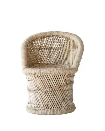 Storied Home Children's Handwoven Wood And Rope Chair, Tan In Brown