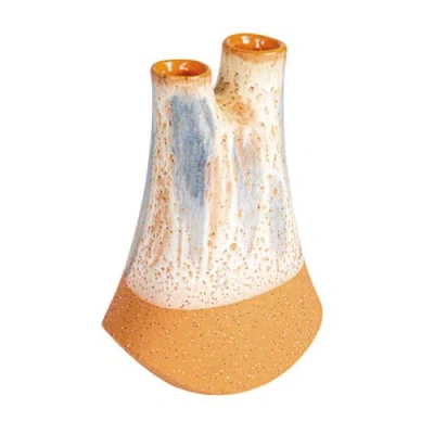 Storied Home Chromatic Harmony Stoneware Vase With 2 Openings, Multicolor
