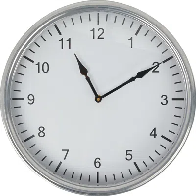 Storied Home Classic Round Metal Wall Clock In Silver