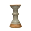 Storied Home Coastal 2-tone Terracotta Pillar Candle Holder In Gray