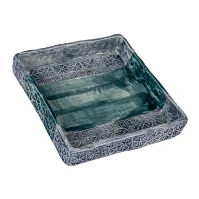 Storied Home Coastal Stoneware Napkin Holder In Blue