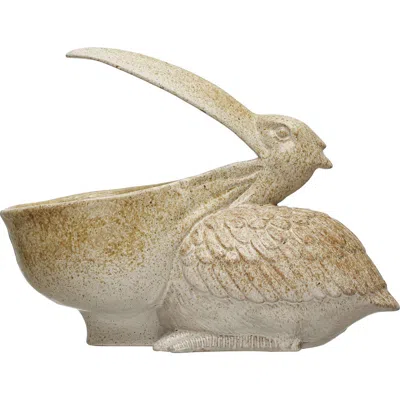 Storied Home Coastal Stoneware Pelican Container Or Planter In Brown ...